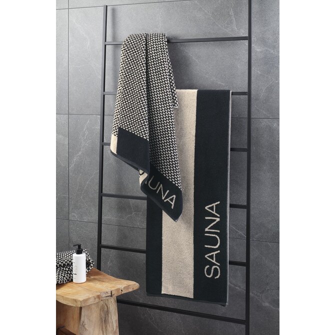 Cawö Saunahanddoek 6220 Natur Schwarz 80x200