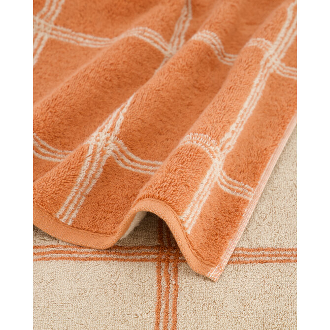 Cawö Two-Tone Karo Handdoek kupfer 50/100 Cawö Two-Tone Karo Handdoek kupfer 50/100