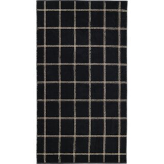 Cawö Two-Tone Karo Handdoek schwarz 50/100