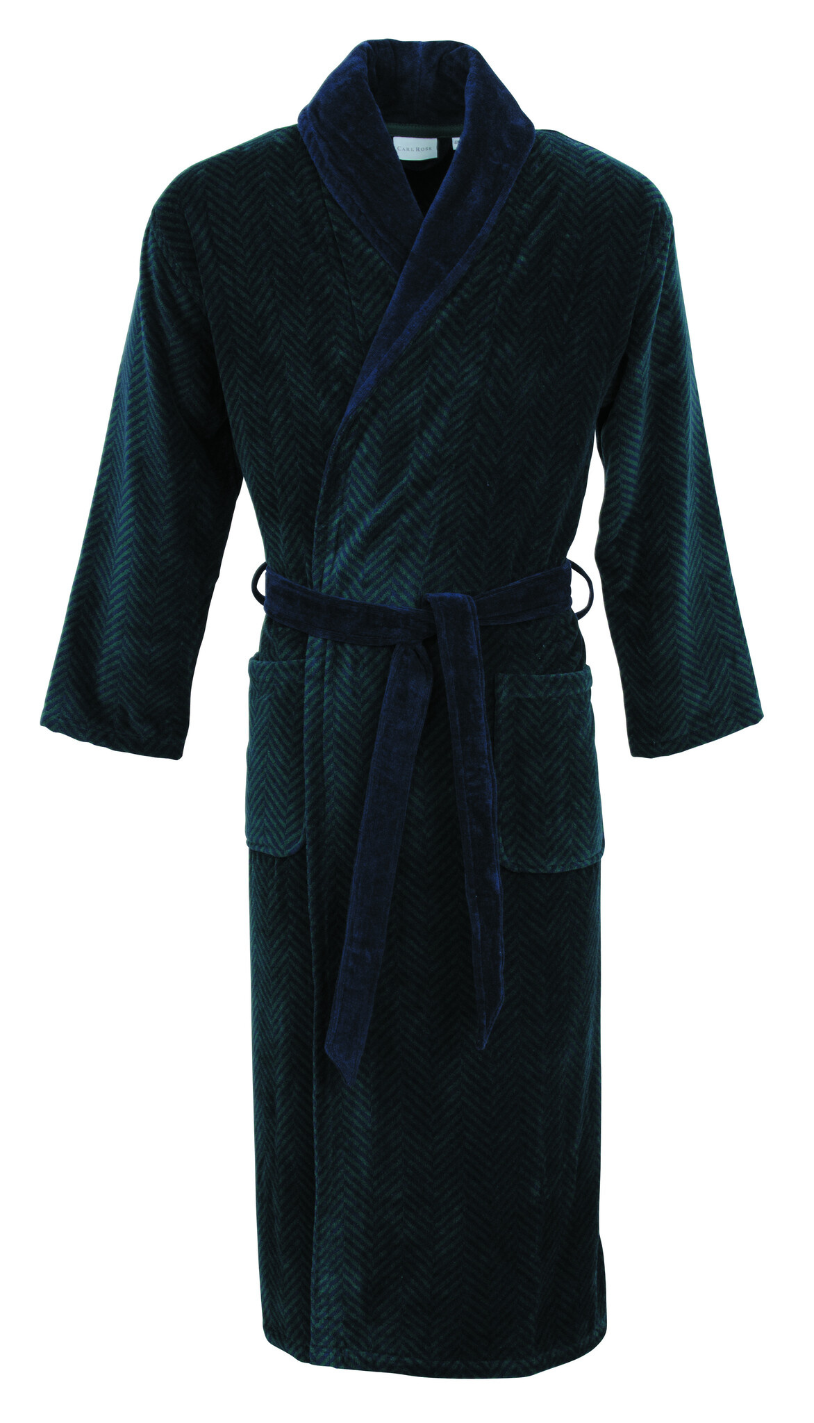 Carl Ross Carl Ross herenbadjas velours 612200 night blue/deep green 60/62