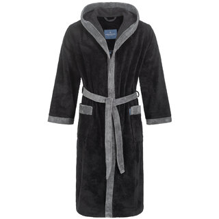 Morgenstern herenbadjas met capuchon Elio 2 zwart Maat M