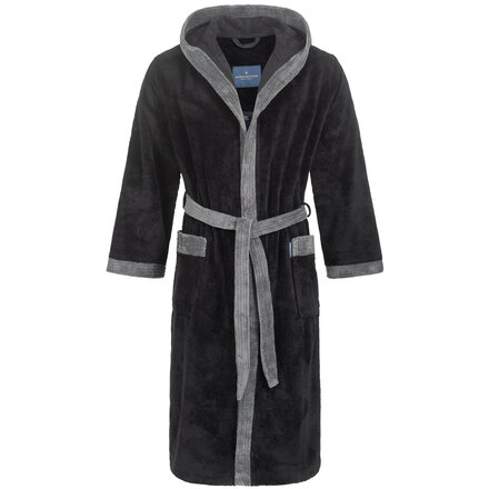 Morgenstern herenbadjas met capuchon Elio 2 zwart Maat M