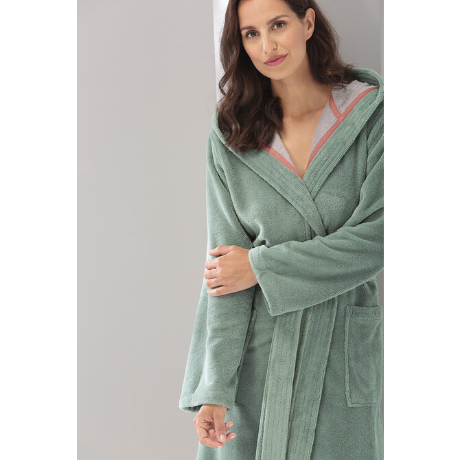 Cawö Badjas met capuchon 830 Doubleface  fjord 36/38