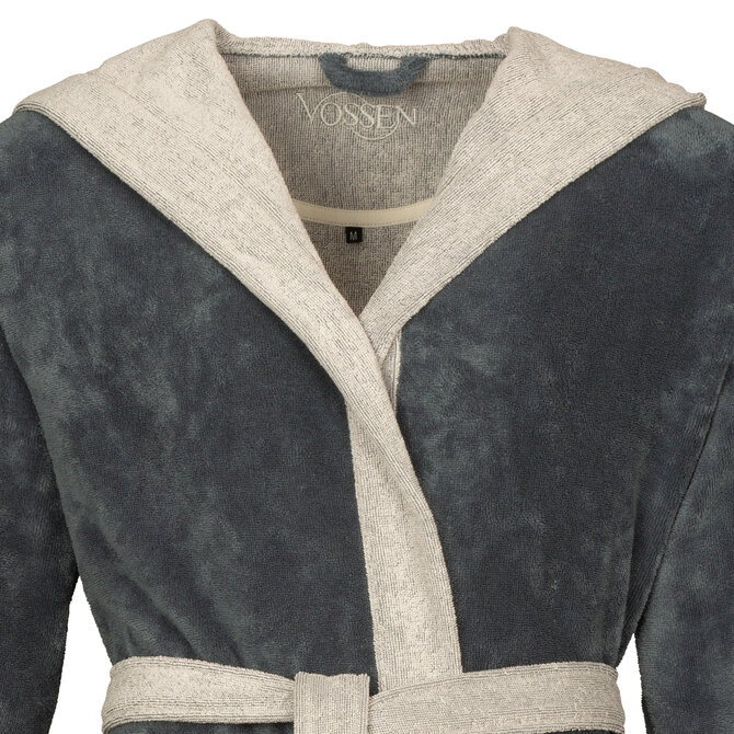 Vossen Badjas Poppy flanell/light grey  S