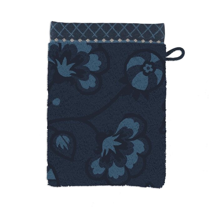 Pip Studio Jasmin Jacquard washandje Donkerblauw 16x22 cm Pip Studio Jasmin Jacquard washandje Donkerblauw 16x22 cm
