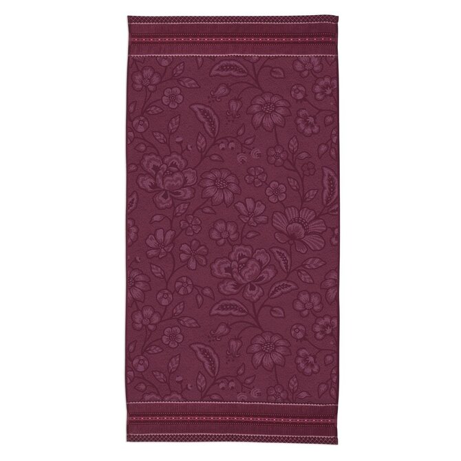 Pip Studio Jasmin Jacquard douchelaken Donkerroze 70x140 cm Pip Studio Jasmin Jacquard douchelaken Donkerroze 70x140 cm