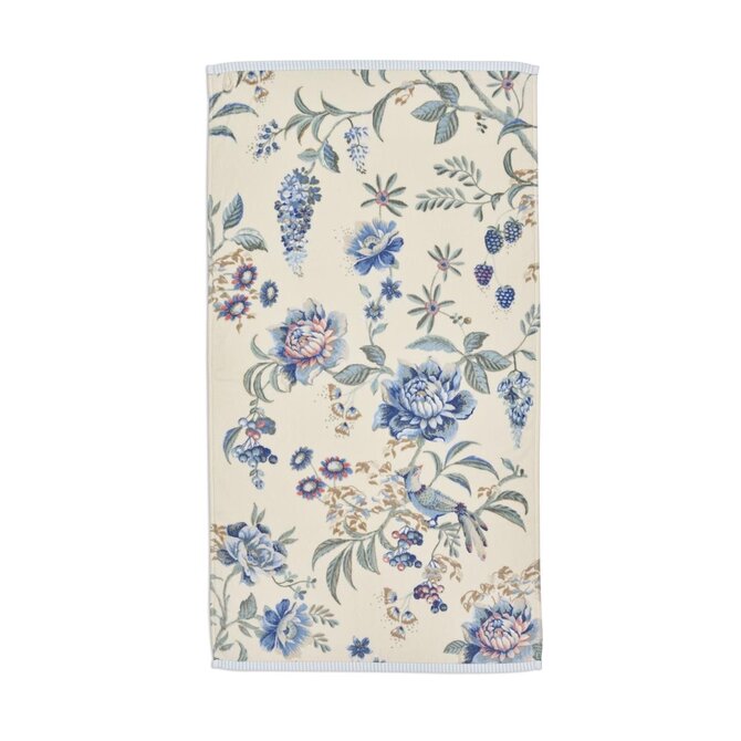 Pip Studio Secret Garden handdoek WitBlauw 55x100 cm