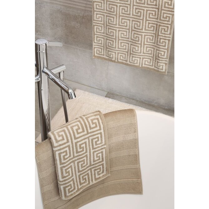 Cawo Noblesse Elegance Allover print Handdoek 50/100 sand