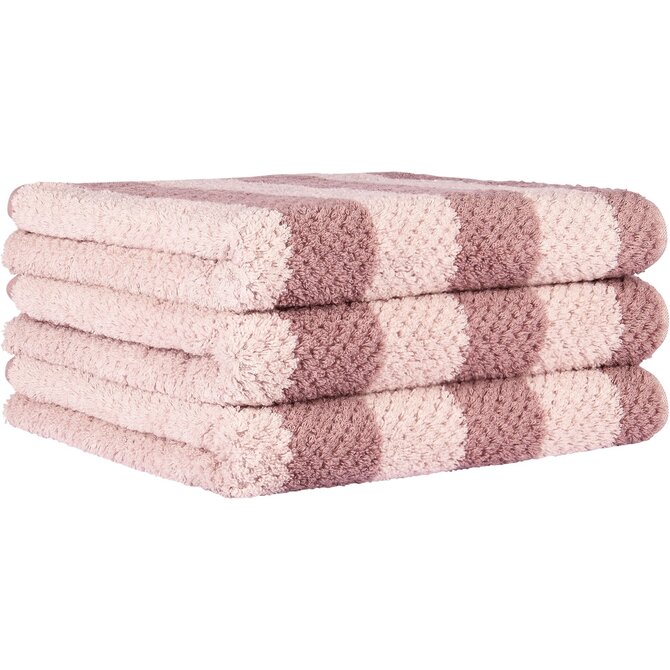 Cawo Pure Strepen Handdoek 50/100 vintage rose