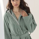 Cawö Cawo Dames  Home Badjas met Capuchon Uni XL fjord