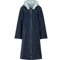 Cawo Dames  Home Badjas met Capuchon en ritssluiting Doubleface 36/38 sea