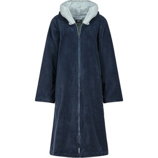 Cawo Dames Home Badjas met Capuchon en ritssluiting Doubleface 841 44/46 sea