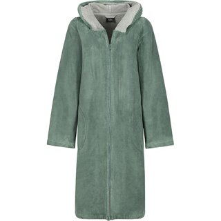 Cawo Dames Home Badjas met Capuchon en ritssluiting Doubleface 841 40/42 fjord