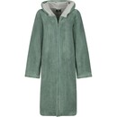 Cawö Cawo Dames  Home Badjas met Capuchon en ritssluiting Doubleface 48/50 fjord