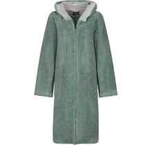 Cawo Dames  Home Badjas met Capuchon en ritssluiting Doubleface 48/50 fjord