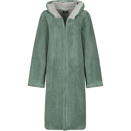 Cawo Dames Home Badjas met Capuchon en ritssluiting Doubleface 841 48/50 fjord