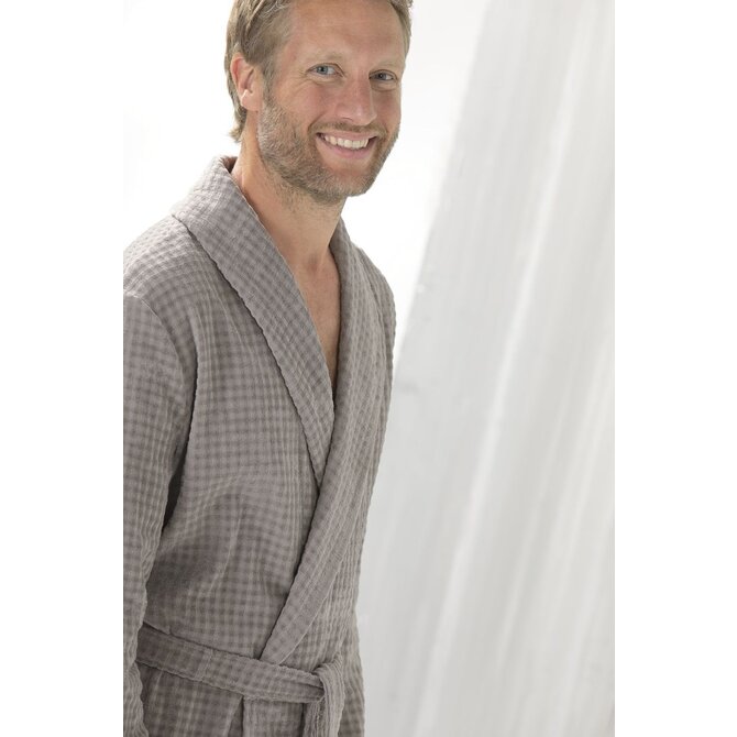 Cawo Heren  Home Badjas met Sjaalkraag Uni 58 6508 graphit