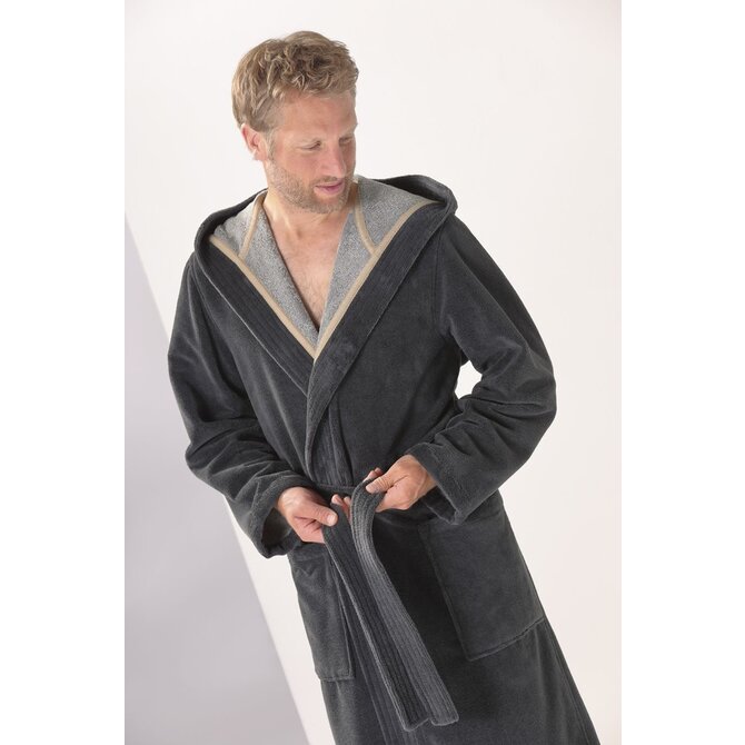 Cawo Heren  Home Badjas met Capuchon Doubleface 46/48 stone