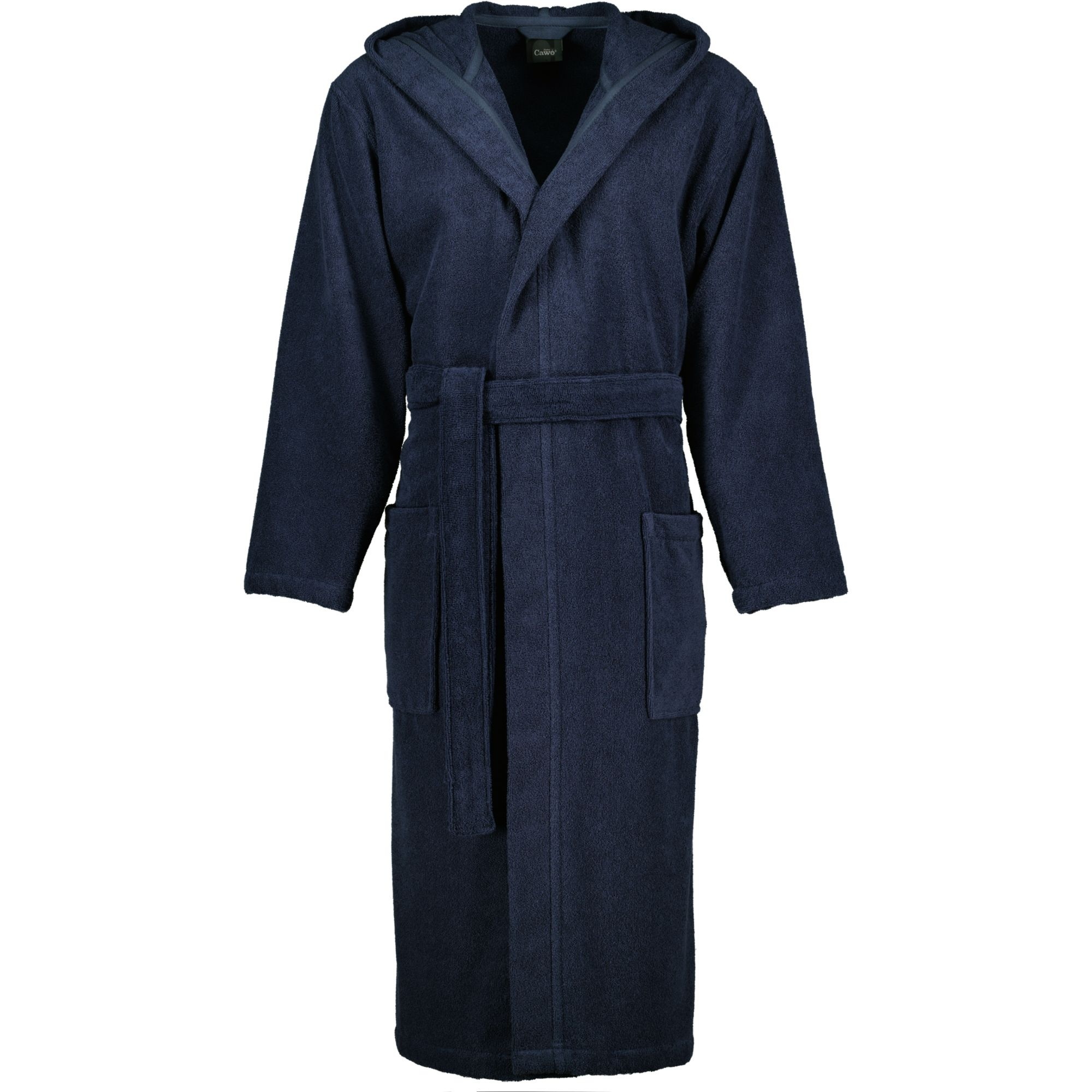 Cawö Cawo Heren Home Badjas met Capuchon Uni 842 4XL blauw