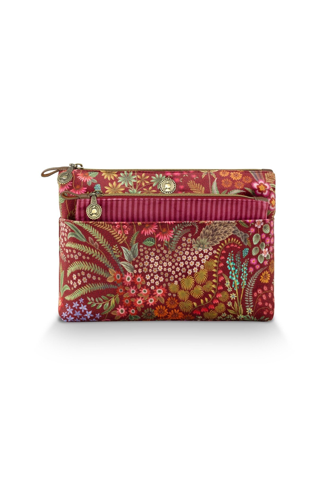 Pip Studio Pip Studio Caryn Cosmetic Bag Combi Querida Velvet Red 26x7.5x18cm/22x1x13cm