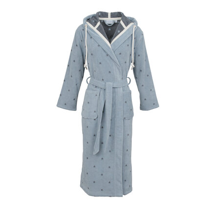 Carl Ross Dames Badjas Velours met Capuchon 623300 Iceblue/Basalt 48/50