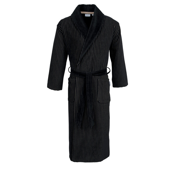 Carl Ross Heren Badjas Sjaalkraag 582200 Deep Black/Khaki 52/54