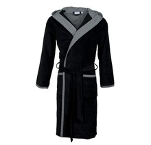 Carl Ross Heren Badjas Velours met Capuchon 637310 Deep Black/Basalt 52/54