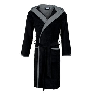 Carl Ross Heren Badjas Velours met Capuchon 637310 Deep Black/Basalt 52/54