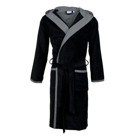 Carl Ross Heren Badjas Velours met Capuchon 637310 Deep Black/Basalt 56/58