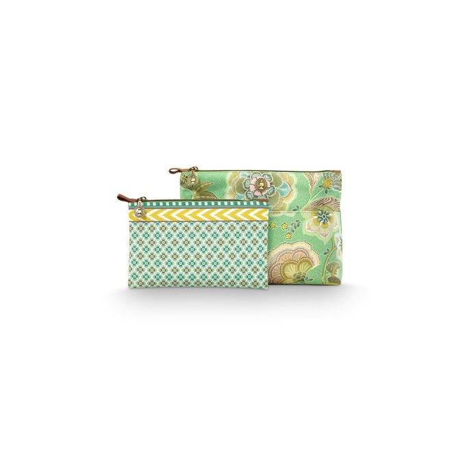 Pip Studio Caryn Cosmetic Bags Combi Matata Green 26x7.5x18cm/22x1x13cm Pip Studio Caryn Cosmetic Bags Combi Matata Green 26x7.5x18cm/22x1x13cm
