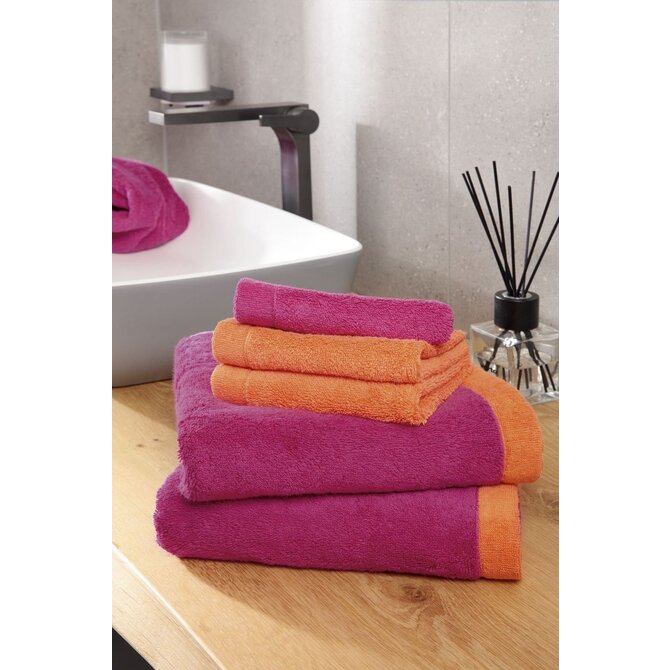 Cawo Lifestyle Splash Doubleface 7071 Gezichtsdoekje 30x30 pink/mandarine