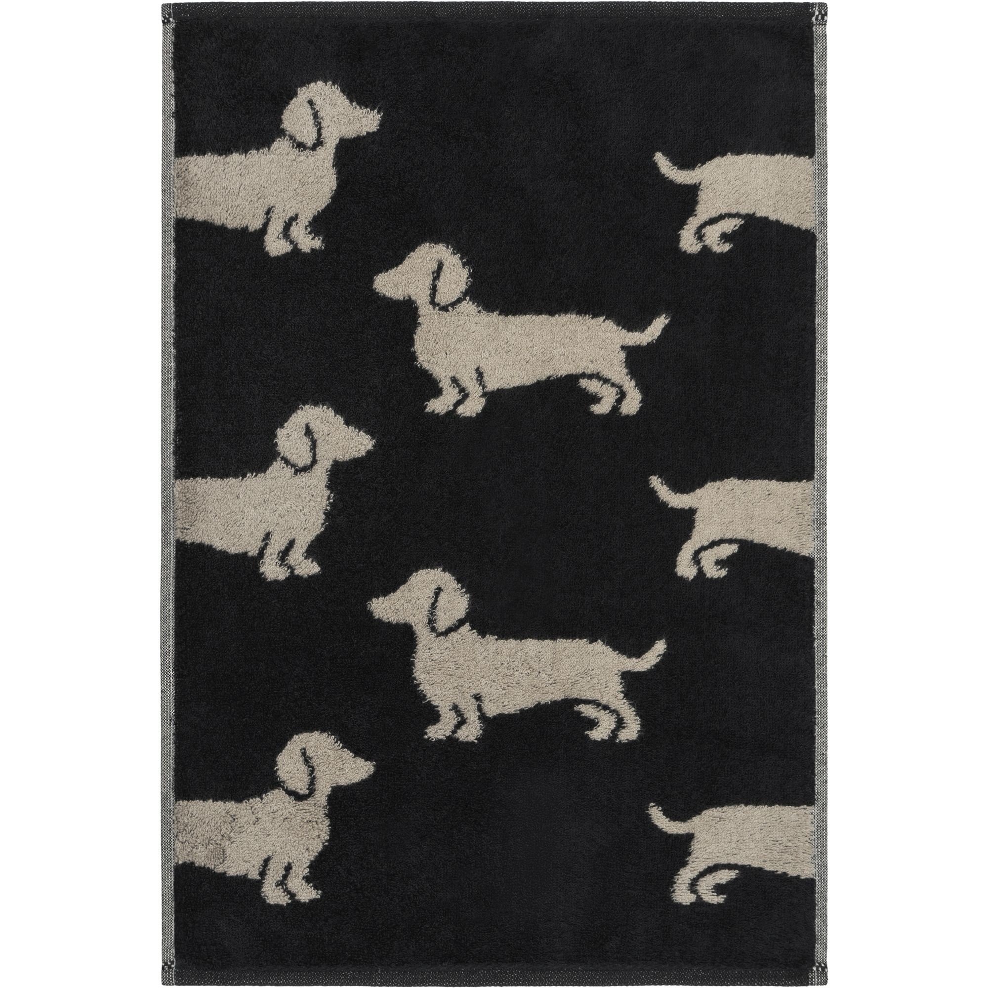 Cawö Cawo We love Dogs gemustert 6246 Handdoek 50x100 schwarz/beige