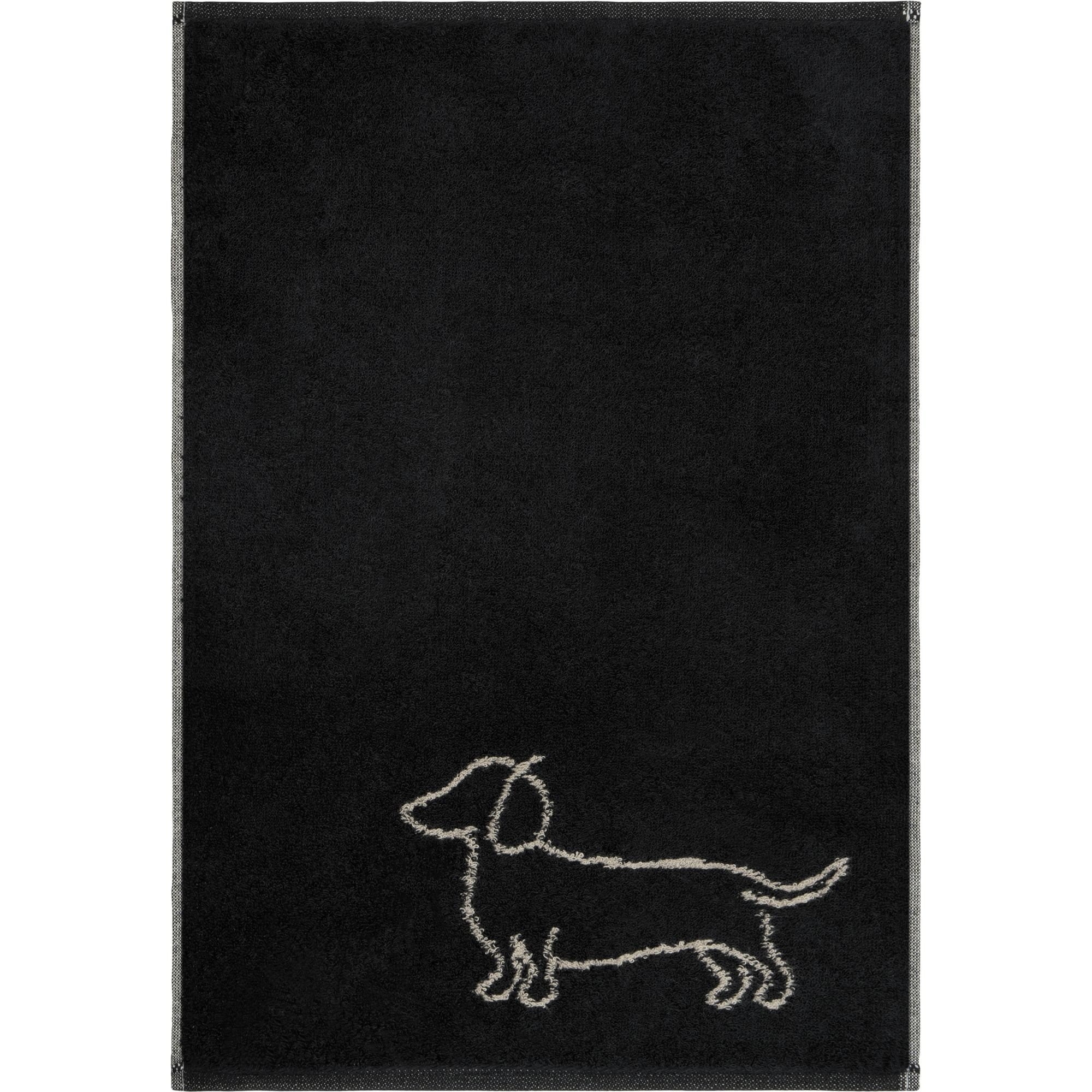 Cawö Cawo We love Dogs gemustert 6248 Handdoek 50x100 schwarz/beige