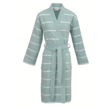 Carl Ross Unisex Badjas Kimono 33110 Ocean blue/Offwhite L