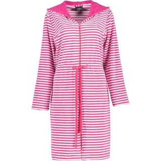 Cawo Dames Korte badjas met rits en capuchon, extralicht 834 27 Pink Maat L