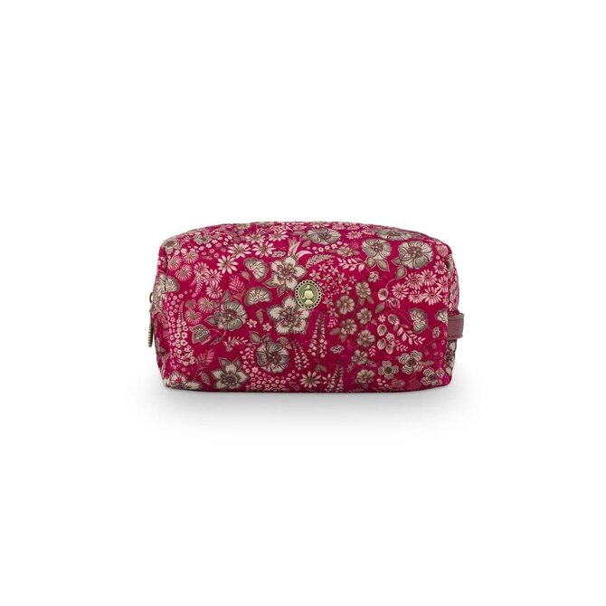 Pip Studio Coco Cosmetic Bag Medium Quilted Daisy Dreams Red 21.5x10x10.5cm