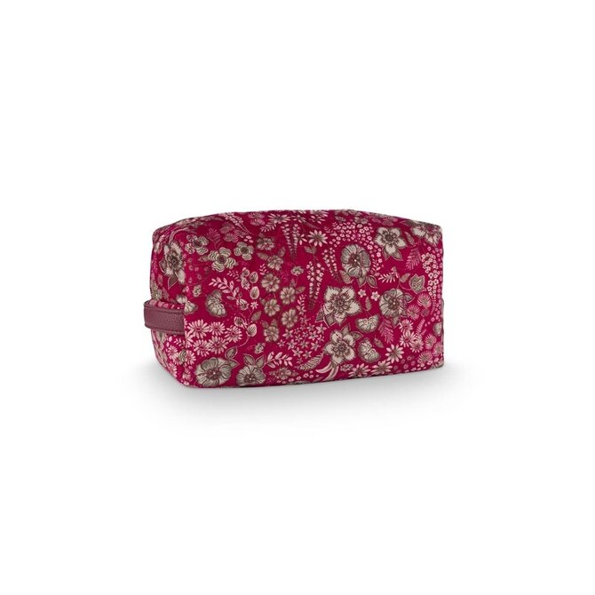 Pip Studio Coco Cosmetic Bag Medium Quilted Daisy Dreams Red 21.5x10x10.5cm