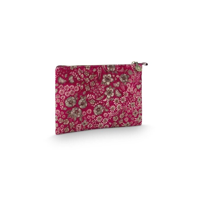 Pip Studio Charly Cosmetic Flat Pouch Medium Quilted Daisy Dreams Red 24x1x15.5cm