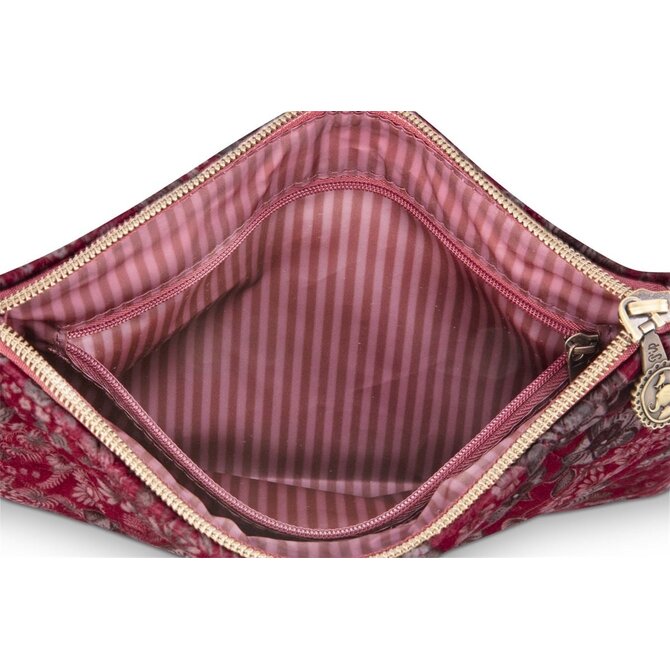 Pip Studio Charly Cosmetic Flat Pouch Medium Quilted Daisy Dreams Red 24x1x15.5cm