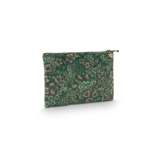 Pip Studio Charly Cosmetic Flat Pouch Medium Quilted Daisy Dreams Green 24x1x15.5cm