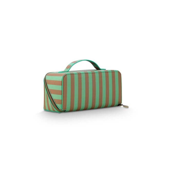 Pip Studio Cyrille Cosmetic Bag Medium Stripe Green 23.5x11x5x22cm