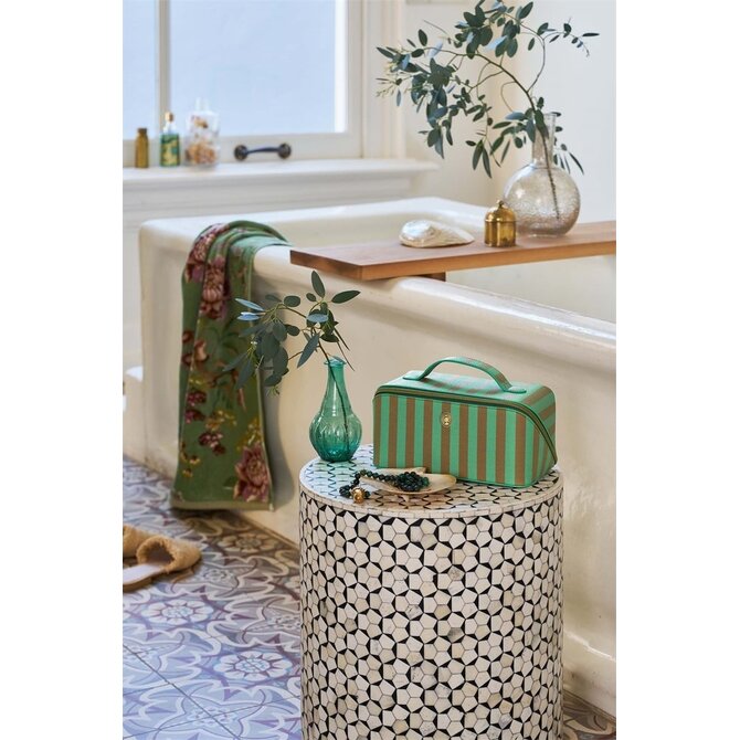 Pip Studio Cyrille Cosmetic Bag Medium Stripe Green 23.5x11x5x22cm