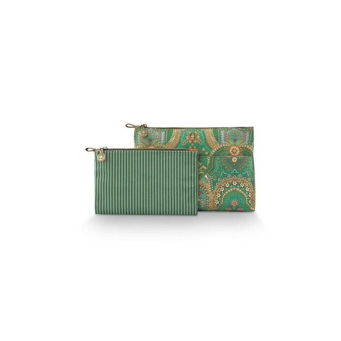 Pip Studio Caryn Cosmetic Bags Combi Jabali Green 26x7.5x18cm/22x1x13cm