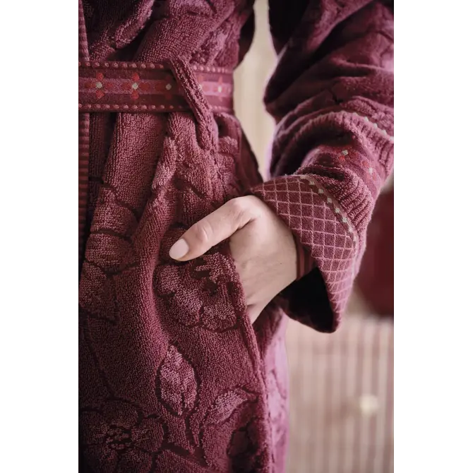 Pip Studio  Jasmin Jacquard Bathrobe Donker roze XS