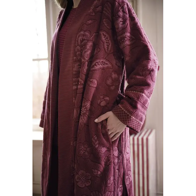 Pip Studio  Jasmin Jacquard Bathrobe Donker roze M