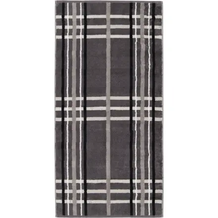 Cawö Noblesse Check Handdoek 50x100 anthrazit