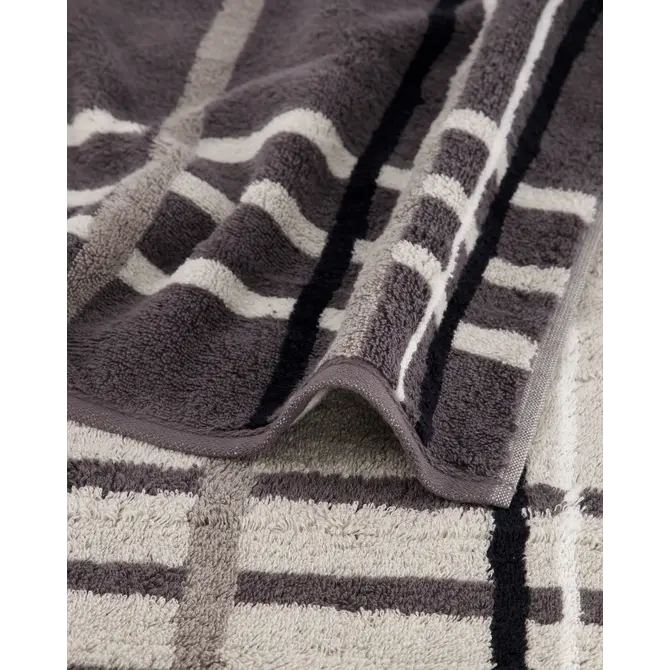 Cawö Noblesse Check Handdoek 50x100 anthrazit