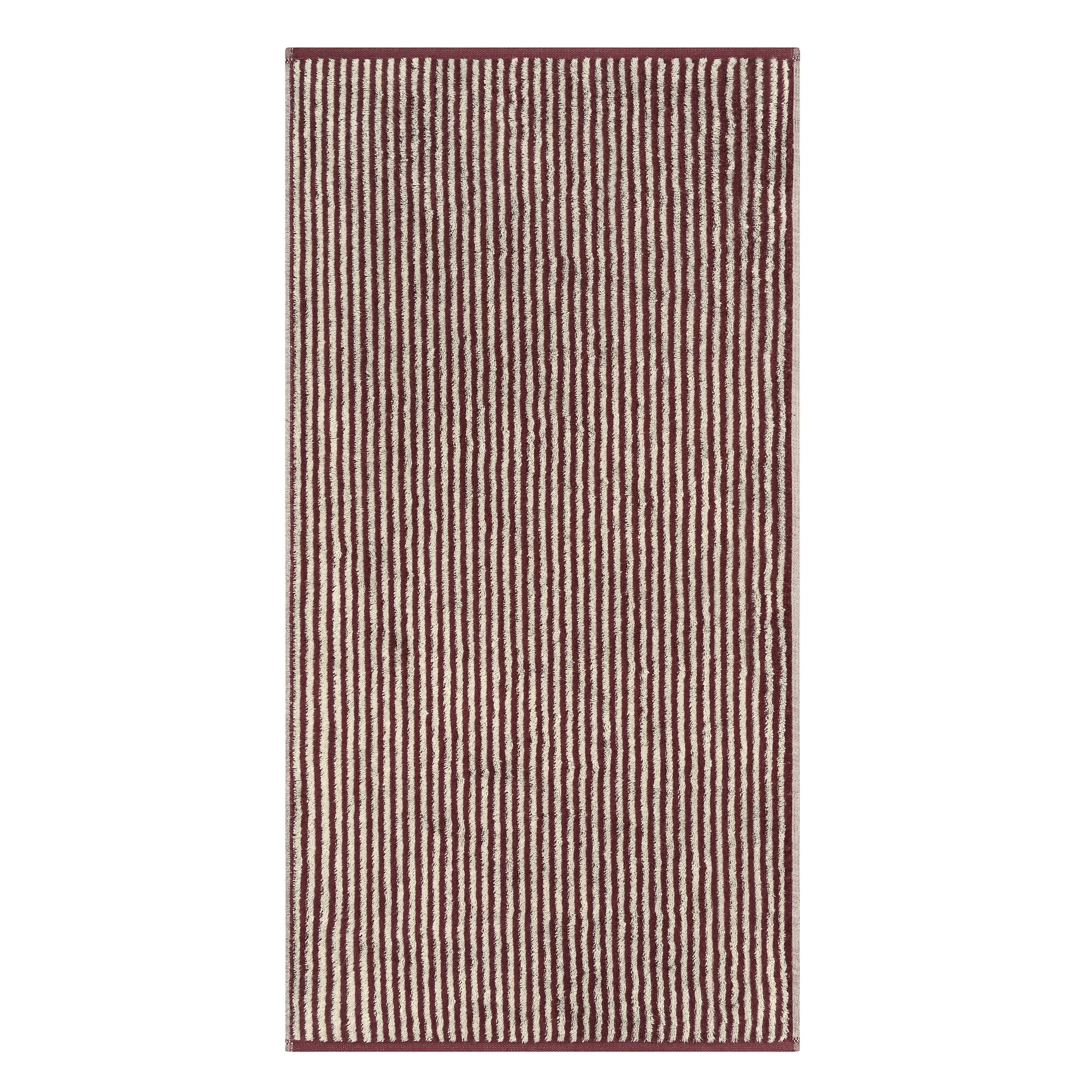 Cawö Cawö Two-Tone Stripe Handdoek 50x100 bordeaux