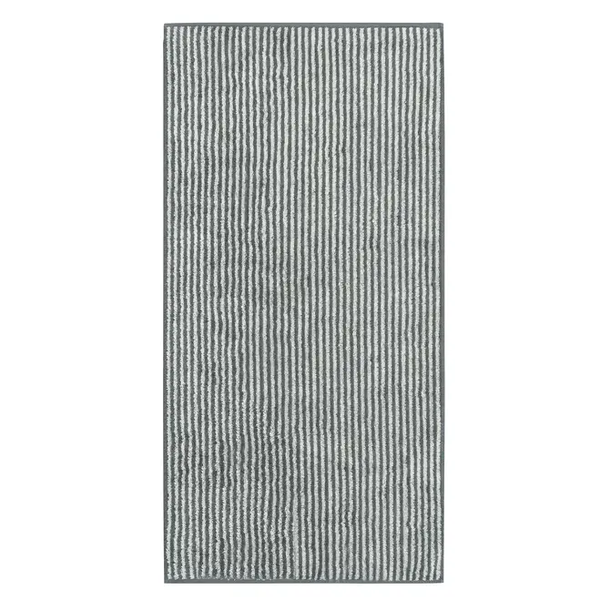 Cawö Two-Tone Stripe Handdoek 50x100 schiefer