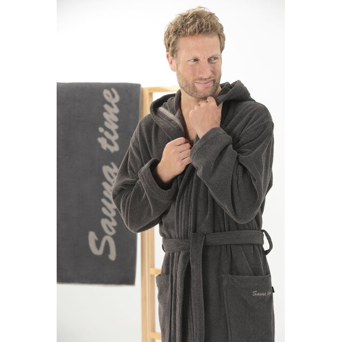 Cawo Heren Badjas met Capuchon  833 basalt M